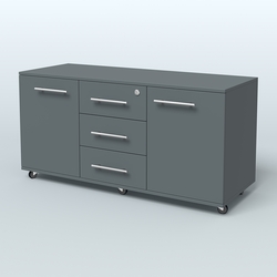 Тумба сервисная Индиго с 3 ящиками с замком и 2 фасадами, Темно-Серый