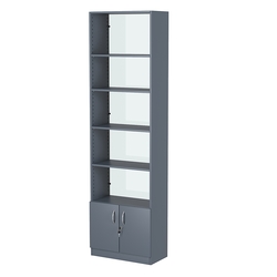 Стеллаж из ДСП с 4-мя полками 300x600 мм серии LEVEL-4 №5-1 (З/C - СТЕКЛО), Темно-Серый