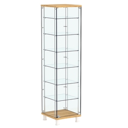 Витрина РОНДО с регулировочными полками №2-5-РЕГ на ножках (задняя стенка стекло), Дуб Золотистый