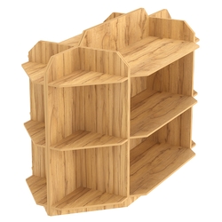 Торговый островной низкий стеллаж для обуви с тремя полками №1, Дуб Золотистый