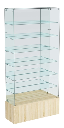 Витрина ИСТРА №136 прямоугольная (З/C - зеркало), без дверей, Дуб сонома