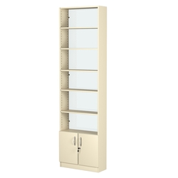 Стеллаж из ДСП с 5-ю полками 200x600 мм серии LEVEL-5 №3-1 (З/C - СТЕКЛО), Крем Вайс