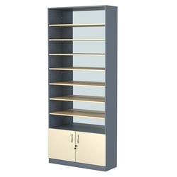 Стеллаж из ДСП с 7-ю полками 300x900 мм серии LEVEL-7 №12-2 (З/C - ЗЕРКАЛО), Темно-серый + Крем Вайс