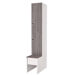 Шкаф для раздевалок со скамейкой КОМБО-Элегия №1-1А, Ясень Анкор светлый + Ясень Анкор темный