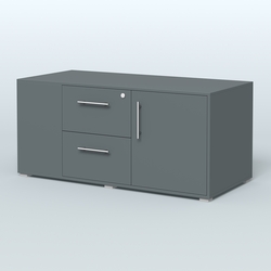 Тумба двусторонняя с отсеком и двумя открытыми полками Платинум Персонал, Темно-Серый