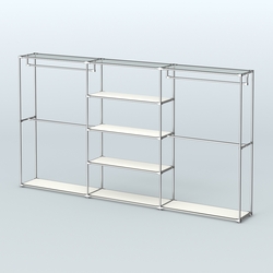 Торговая система ХРОМ без ДСП 3600 мм с полками ДСП и поручнями №2, Белый