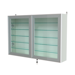 Витрина настенная №3-5А широкая с пятью стеклянными полками серии Collecto, Белый