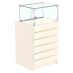 Торговый прилавок с прозрачной витриной и фасадным декором №5Э-14, Крем Вайс