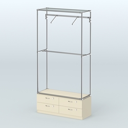 Торговая система ХРОМ без ДСП 1200 мм №4-2 с тумбой Т-14 и поручнями, Крем Вайс