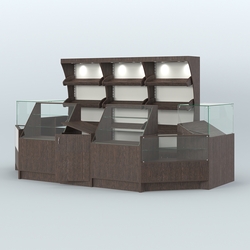 Пристенный павильон с прилавками из ДСП для продажи хлеба и выпечки №4, Дуб Венге + Белый