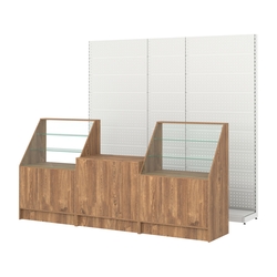 Комплект металлических стеллажей с перфорацией и прилавков ЭК-7, Дуб Канзас коричневый