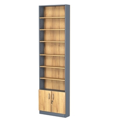 Стеллаж из ДСП с 6-ю полками 150x600 мм серии LEVEL-6 №2 (З/C - ДВП), Темно-серый и Дуб Золотистый