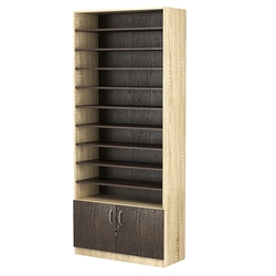 Стеллаж из ДСП с 9-ю полками 350x900 мм серии LEVEL-9 №13 (З/C - ДВП), Дуб Сонома + Дуб Венге