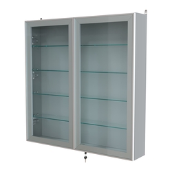 Витрина настенная №4-1А с узкими прозрачными полками серии Collecto, Серый