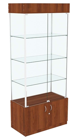 Витрина прозрачная ЛЮКС №5 с подсветкой , Орех