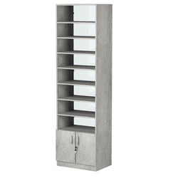 Стеллаж из ДСП с 7-ю полками 400x600 мм серии LEVEL-7 №7-1 (З/C - СТЕКЛО), Метрополитан Грей