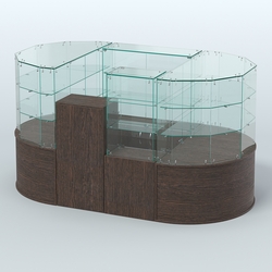 Круглый стеклянный островок-павильон серии КОЛЬЦО с радиусными углами №1, Дуб Венге