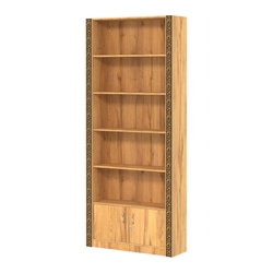 Торговый стеллаж с закрытым накопителем и декором №СБА-1ВД-300, Дуб Золотистый