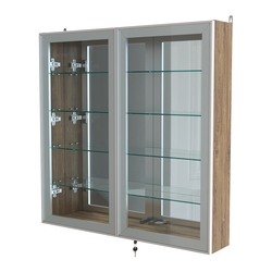 Витрина настенная №4-2А зеркальная серии Collecto, Дуб Канзас коричневый