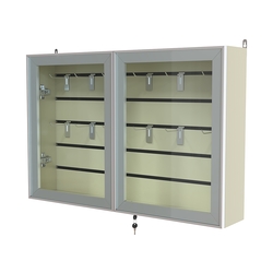 Витрина настенная №3-2Б широкая со встроенной подсветкой  серии Collecto, Крем Вайс