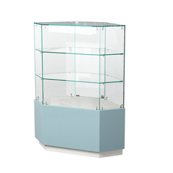 Витрина шестиугольная "Диаманд" №5, ЛДСП белый + МДФ голубой