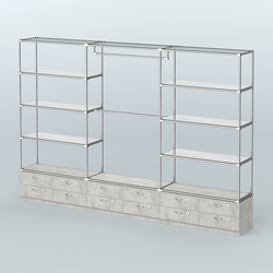 Торговая система ХРОМ без ДСП 3600 мм с тумбами Т14, зеркальными полками и поручнями №1, Метрополитан Грей