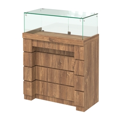 Торговый прилавок с утопленным фасадом и широкими ящиками №УФ-4-900, Дуб Канзас коричневый