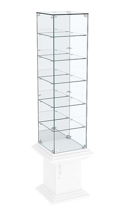 Витрина стаканчик с 5-ю полками и зеркалом КОЛОСС №508, Белый
