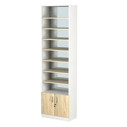 Стеллаж из ДСП с 7-ю полками 300x600 мм серии LEVEL-7 №5-1 (З/C - ЗЕРКАЛО), Белый + Дуб Сонома