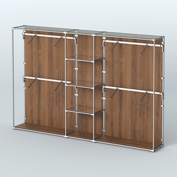 Торговая система ХРОМ (задняя стенка - ДСП) 3600 мм с зеркальными полками и поручнями №8, Орех