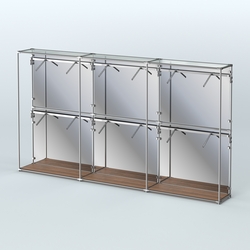 Торговая система ХРОМ (задняя стенка - зеркало) 3600 мм с поручнями №4, Орех