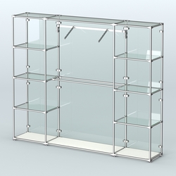 Торговая система ХРОМ (задняя стенка - стекло) 2430 мм с прозрачными полками и поручнями №11, Белый