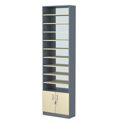 Стеллаж из ДСП с 9-ю полками 250x600 мм серии LEVEL-9 №4-2 (З/C - ЗЕРКАЛО), Темно-серый + Крем Вайс