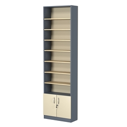 Стеллаж из ДСП с 7-ю полками 250x600 мм серии LEVEL-7 №4 (З/C - ДВП), Темно-серый + Крем Вайс