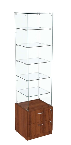 Витрина ХРУСТАЛЬ №606 стаканчик (З/C - стекло), без дверей, Орех
