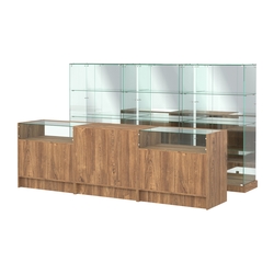 Комплект низких витрин ХП-07 и прилавков ЭК-2, Дуб Канзас коричневый