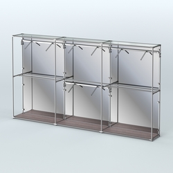 Торговая система ХРОМ (задняя стенка - зеркало) 3600 мм с поручнями №6, Ясень Анкор темный