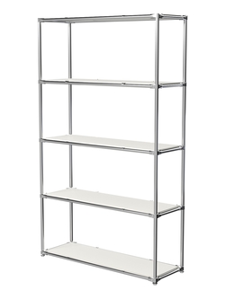 Торговый хромированный стеллаж с полками ДСП №4, Белый
