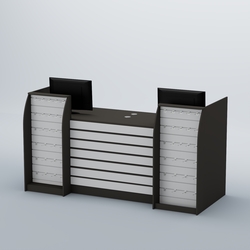 Ресепшен Атлант с накладными планками и экономпанелями №8, Черный + Белый