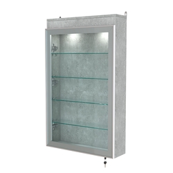 Витрина настенная №2-3А с четырьмя полками и подсветкой серии Collecto, Метрополитан Грей