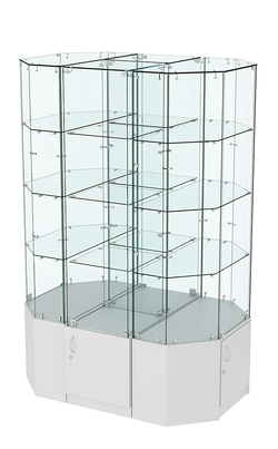 Стеклянная островная широкая с прозрачным верхом витрина серии Истра №805-О-450, Серый