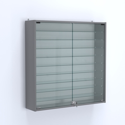 Витрина настенная №204-5А с девятью прозрачными полками, Темно-Серый