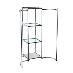 Хромированное вешало ВОЛНА №2-1 с полками стекло 6мм, Ясень Анкор светлый - U31104