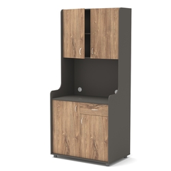 Офисная мини-кухня ЭЛЕГИЯ №2, Черный + Дуб Канзас Коричневый