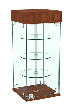 Витрина РОТАЦИЯ настольная с вращающимися полками №21-3 (прозрачная), Орех