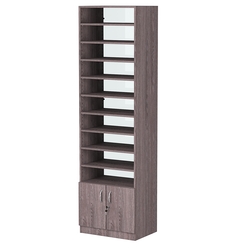 Стеллаж из ДСП с 9-ю полками 400x600 мм серии LEVEL-9 №7-1 (З/C - СТЕКЛО), Ясень Анкор темный