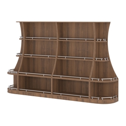 Пристенный низкий стеллаж ГАРАНТ №2-О с ограничителями, Орех