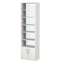 Стеллаж из ДСП с 5-ю полками 350x600 мм серии LEVEL-5 №6-1 (З/C - СТЕКЛО), Белый