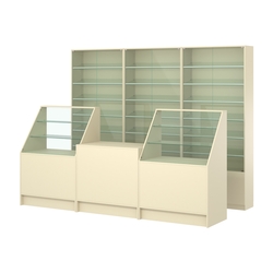 Комплект витрин с наклонными полками SL-6 №12 и прилавков ЭК-7, Крем Вайс