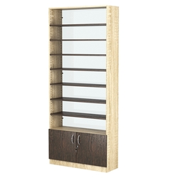 Стеллаж из ДСП с 8-ю полками 300x900 мм серии LEVEL-8 №12-1 (З/C - СТЕКЛО), Дуб Сонома + Дуб Венге